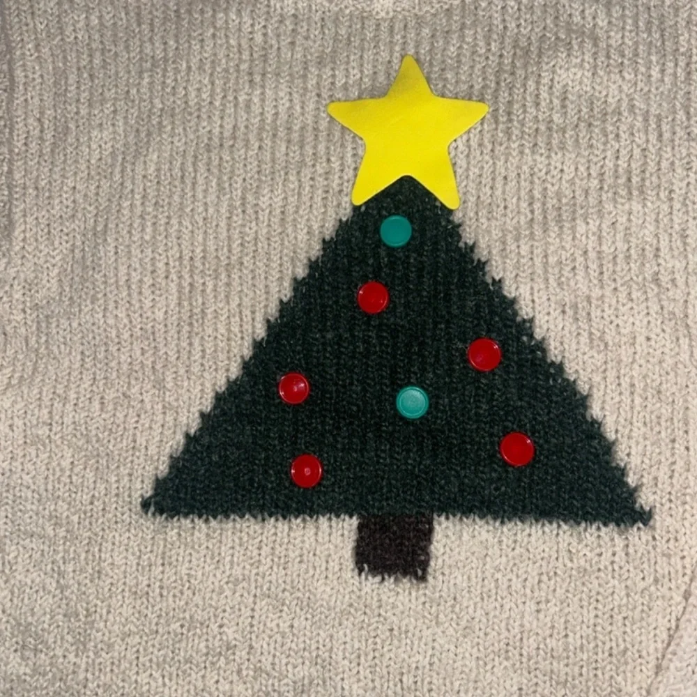 GAP Kids White Sweater with Christmas Tree Design